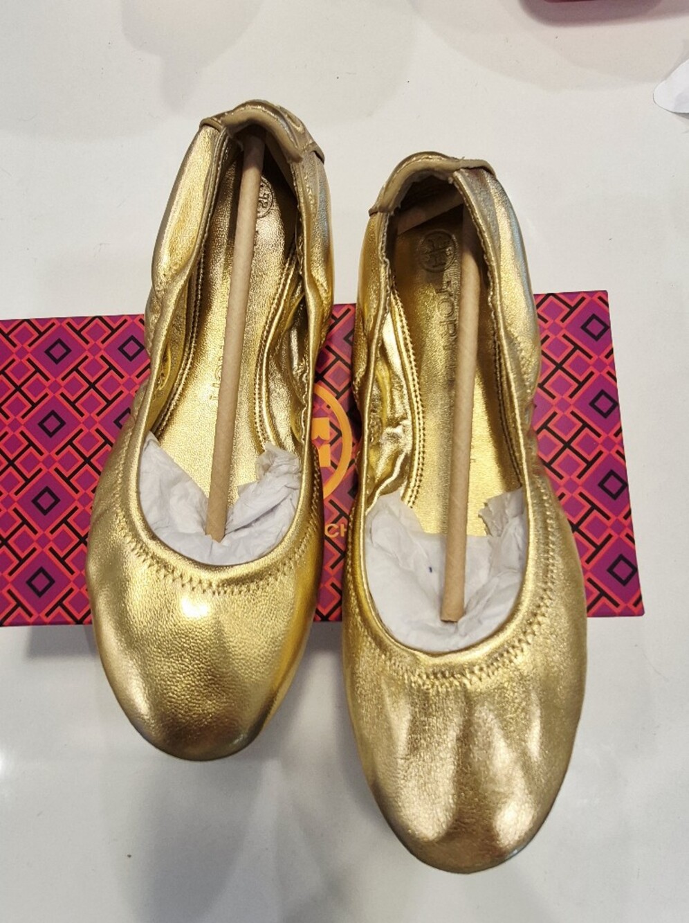 Gold Women's Ballet Flats - Metallic Gold Designer Style Size 6.5